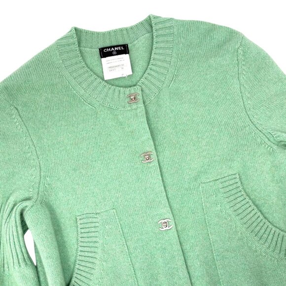 CHANEL Vintage P52425 CC Turnlock Logo Knit Cardigan Dress #38 Cashmere [106211] - Picture 6 of 13
